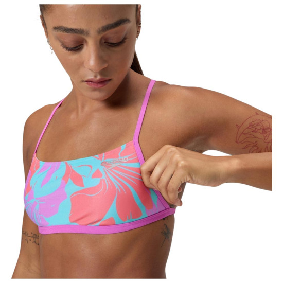 Speedo Γυναικείο μαγιό Allover Digital Cross Back Crop Top Speedo Γυναικείο μαγιό Allover Digital Cross Back Crop Top